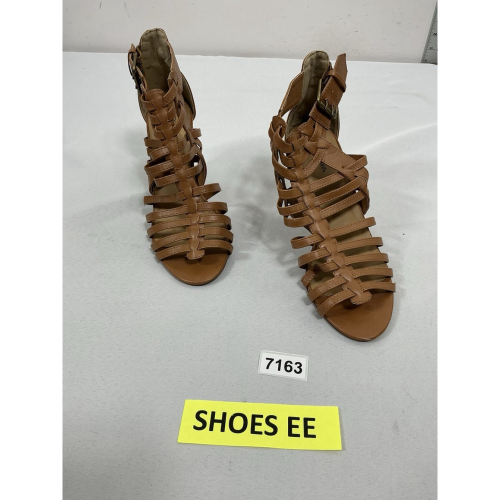 Womans Excellent Condition Paprika Strappy Sandals 10 Brown Cone Heel Buckle